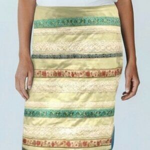 Garnet Hill Pencil Skirt Mixed Media Lace & Ribbon Sz 8 #207B